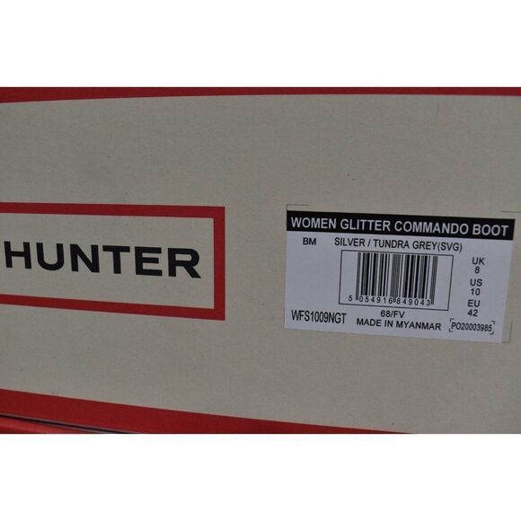 Hunter Womens Size 10 Glitter Silver Grey Insulated Winter Commando Boots Shoes - Picture 11 of 16